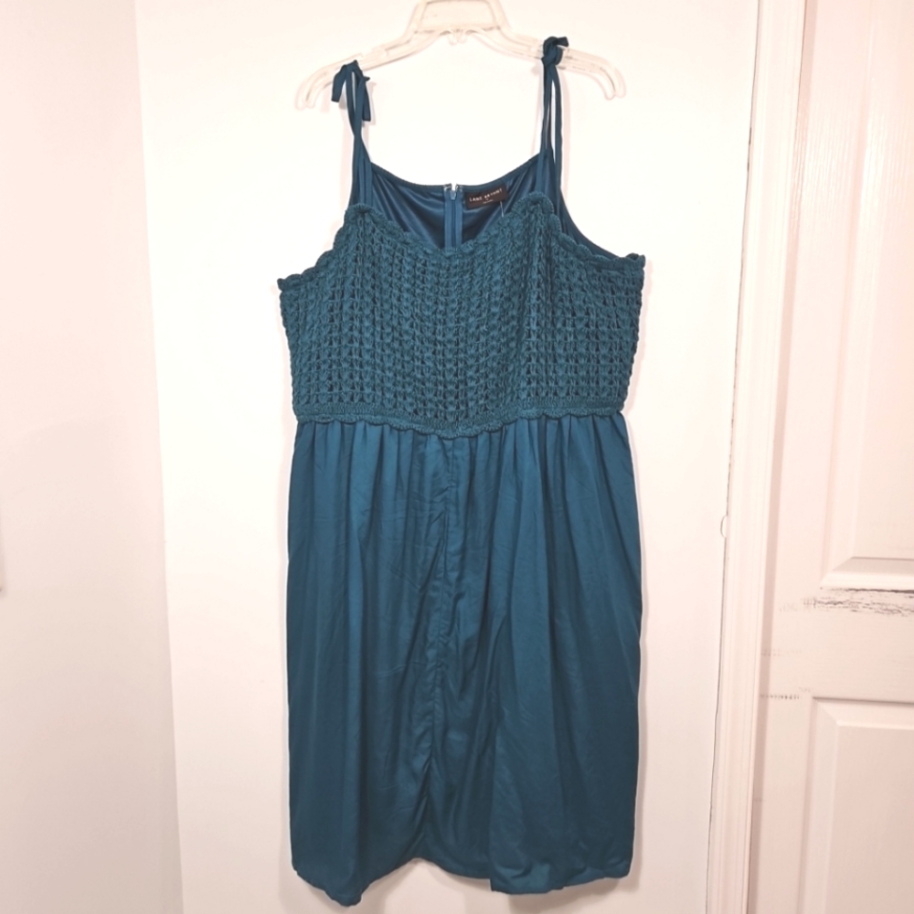 Lane Bryant A-Line Dress 22 Spaghetti Strap Crochet Lace Lined Boho Cottagecore